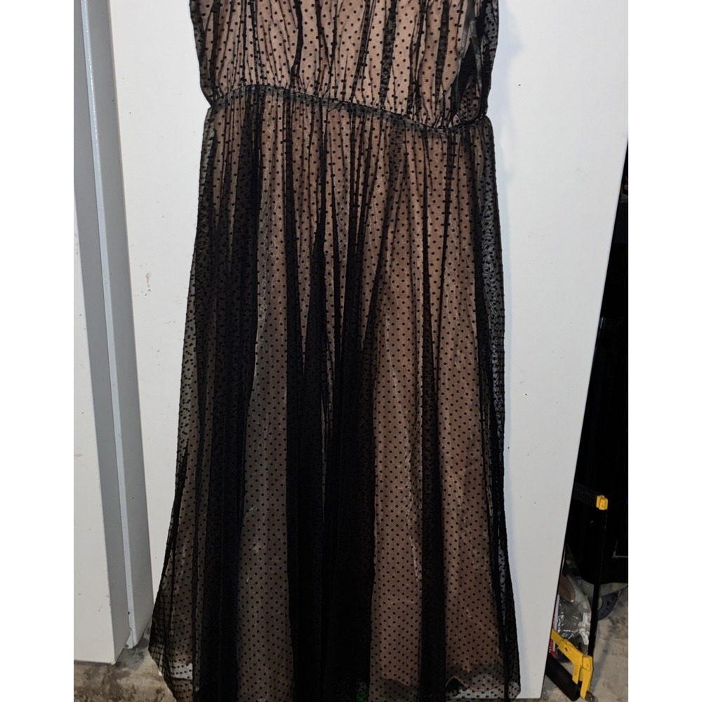 By Anthropologie Tulle Dot Maxi Dress Woman's Size 10 New long Black Formal - Picture 5 of 9